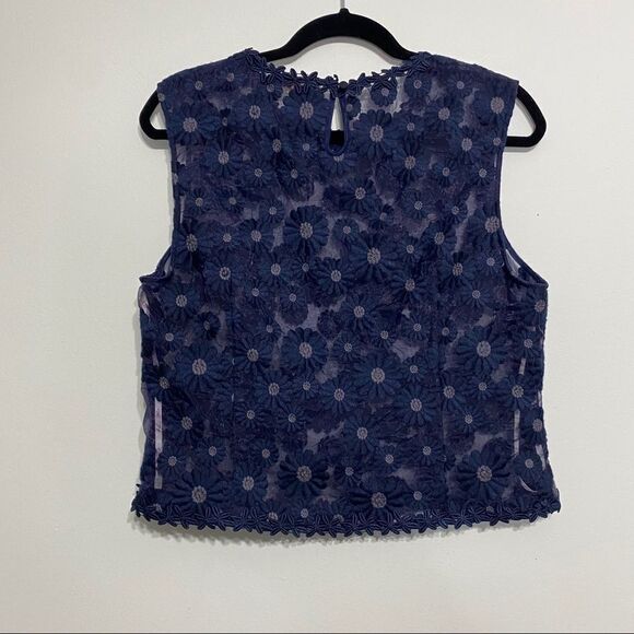 Alannah Hill‎ Navy Blue Daisy Sheer Top - Picture 5 of 9